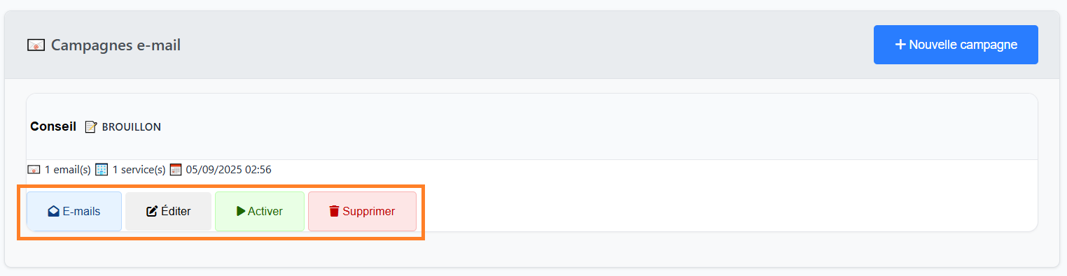 Campagne de mails - Modifier