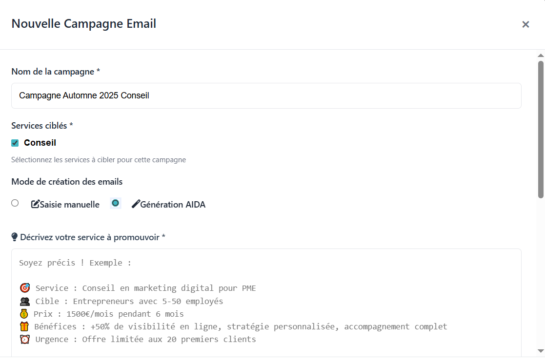 Nouvelle campagne de mails - Rédaction AIDA