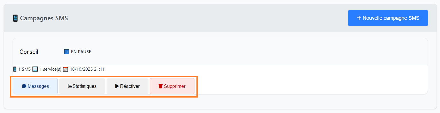 Campagnes de SMS - Modifier une campagne