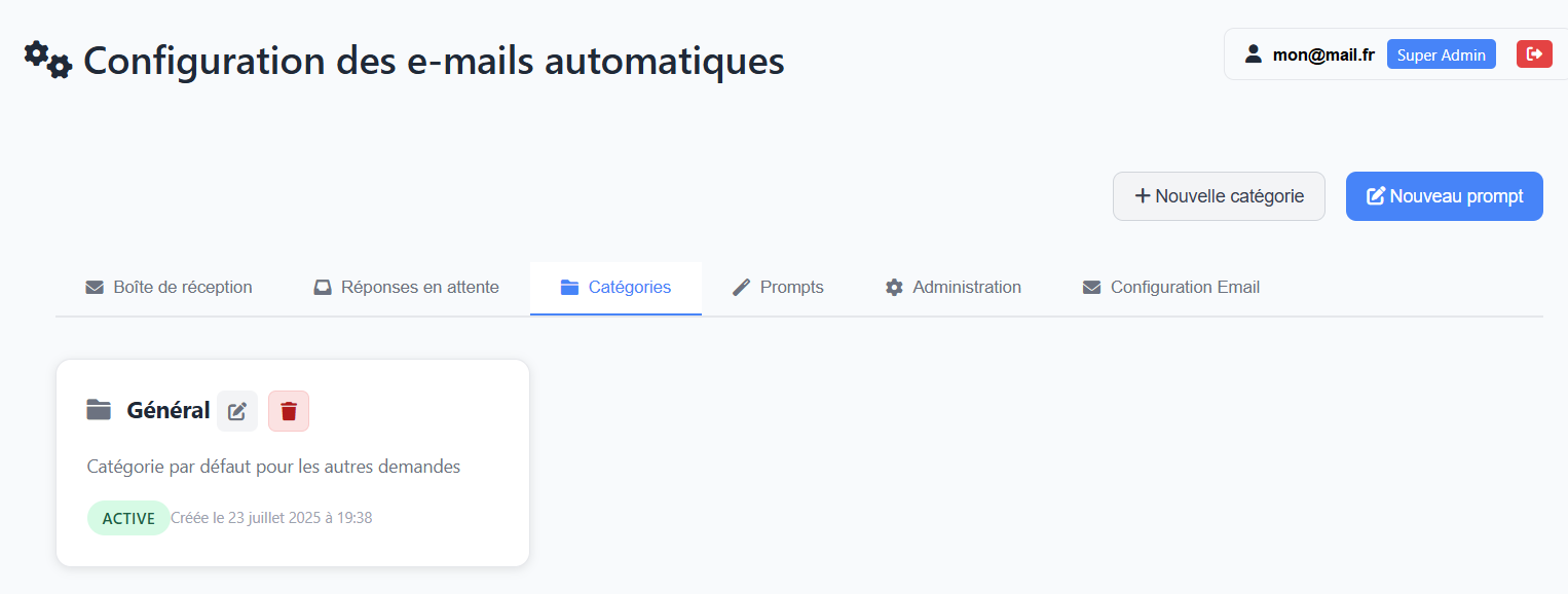 E-mails - Catégories