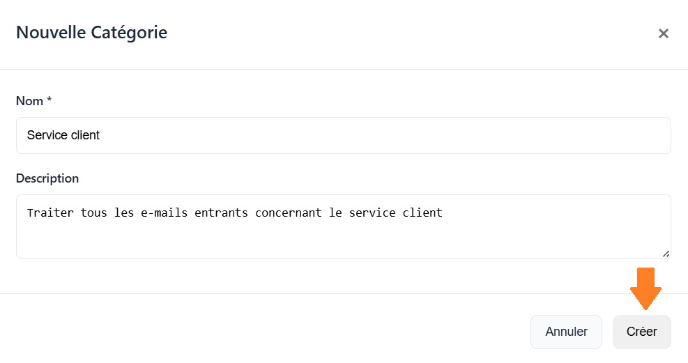 E-mails - Nouvelle catégorie création