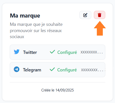 Supprimer l'entité sociale