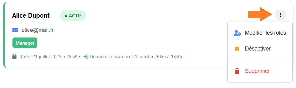 Modifier l'utilisateur
