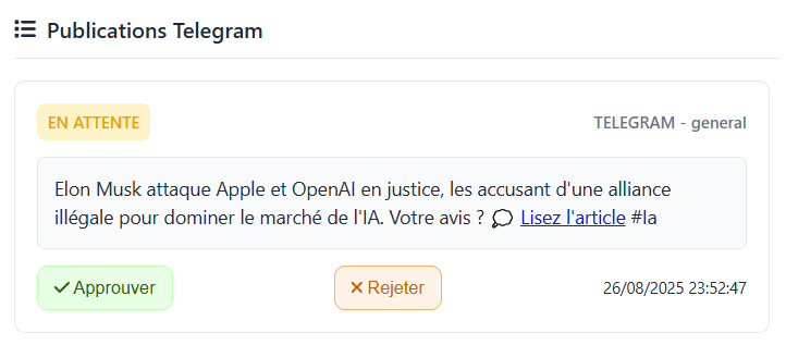 Approuver ou rejeter un post